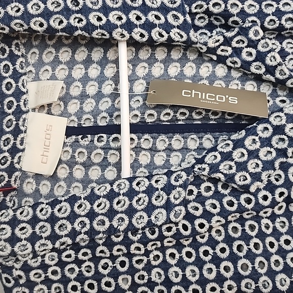 Chico's blazer blue and white peekaboo perforated NWT - Picture 2 of 4